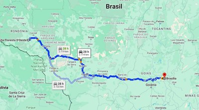 distancia entre Alta Floresta dOeste e Brasília